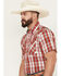Image #2 - Rodeo Clothing Men's Plaid Print Short Sleeve Snap Stretch Western Shirt, Red, hi-res