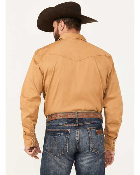 Blue Ranchwear Men's Solid Twill Long Sleeve Snap Western Shirt, Bronze, hi-res