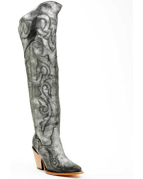 Image #1 - Corral Women's Metallic Tall Western Boots - Snip Toe , Silver, hi-res