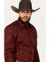 Image #2 - Rodeo Clothing Men's Paisley Print Long Sleeve Snap Western Shirt, Red, hi-res
