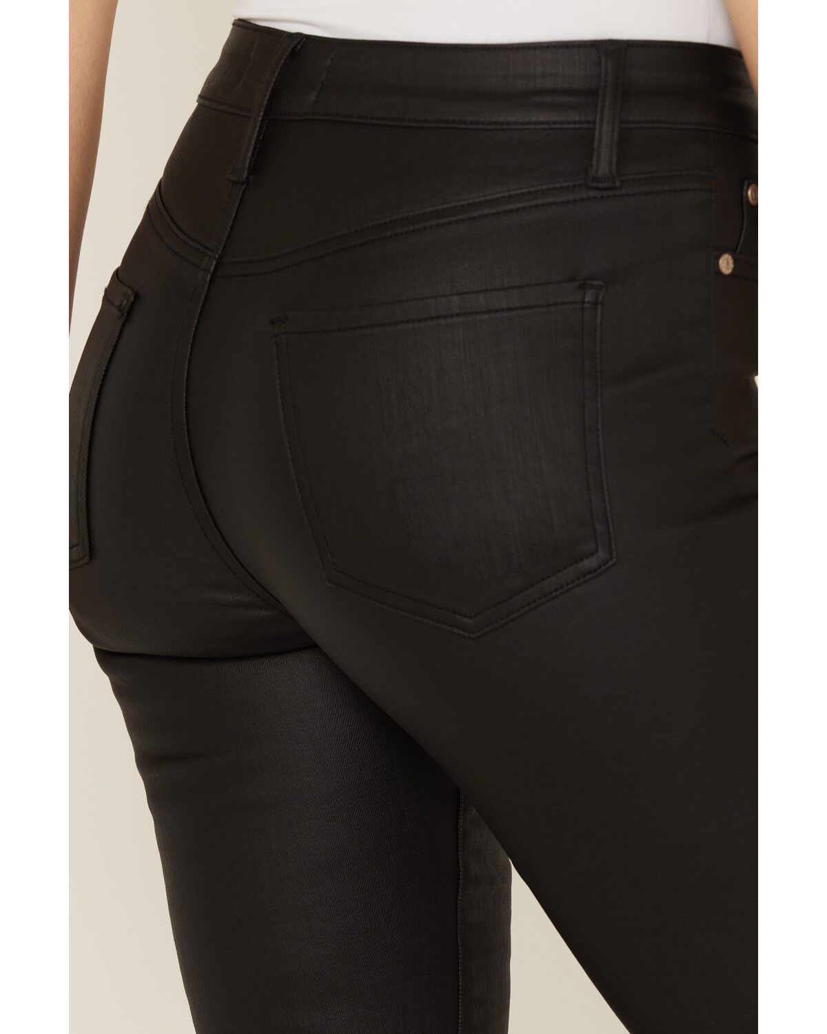 Image #4 - Daze Women's Mid Rise Coated Flare Stretch Pants, Black, hi-res