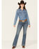 Image #1 - Wrangler Retro Women's Medium Wash High Rise Stretch Trouser Jeans , Medium Wash, hi-res