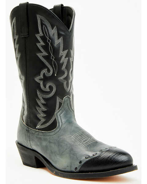Laredo Men's Lizard Print Wingtip Western Boots - Medium Toe, Grey, hi-res