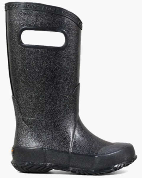 Image #2 - Bogs Girls' Glitter Rain Boots - Round Toe, Black, hi-res