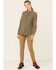 Wrangler ATG Women's All-Terrain Mixed Materials Long Sleeve Button Down Western Core Shirt , Olive, hi-res