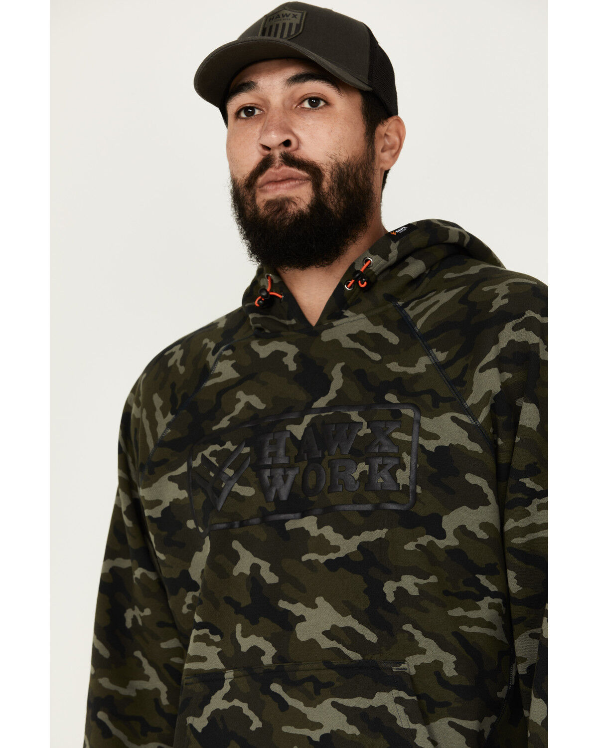 Image #2 - Hawx Men's Camo Print Fleece Work Hooded Sweatshirt, Camouflage, hi-res