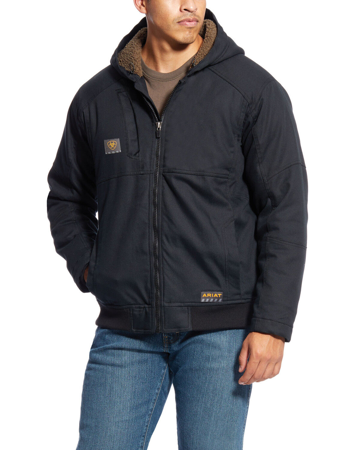 Image #1 - Ariat Men's Rebar DuraCanvas Hooded Jacket - Tall, Black, hi-res