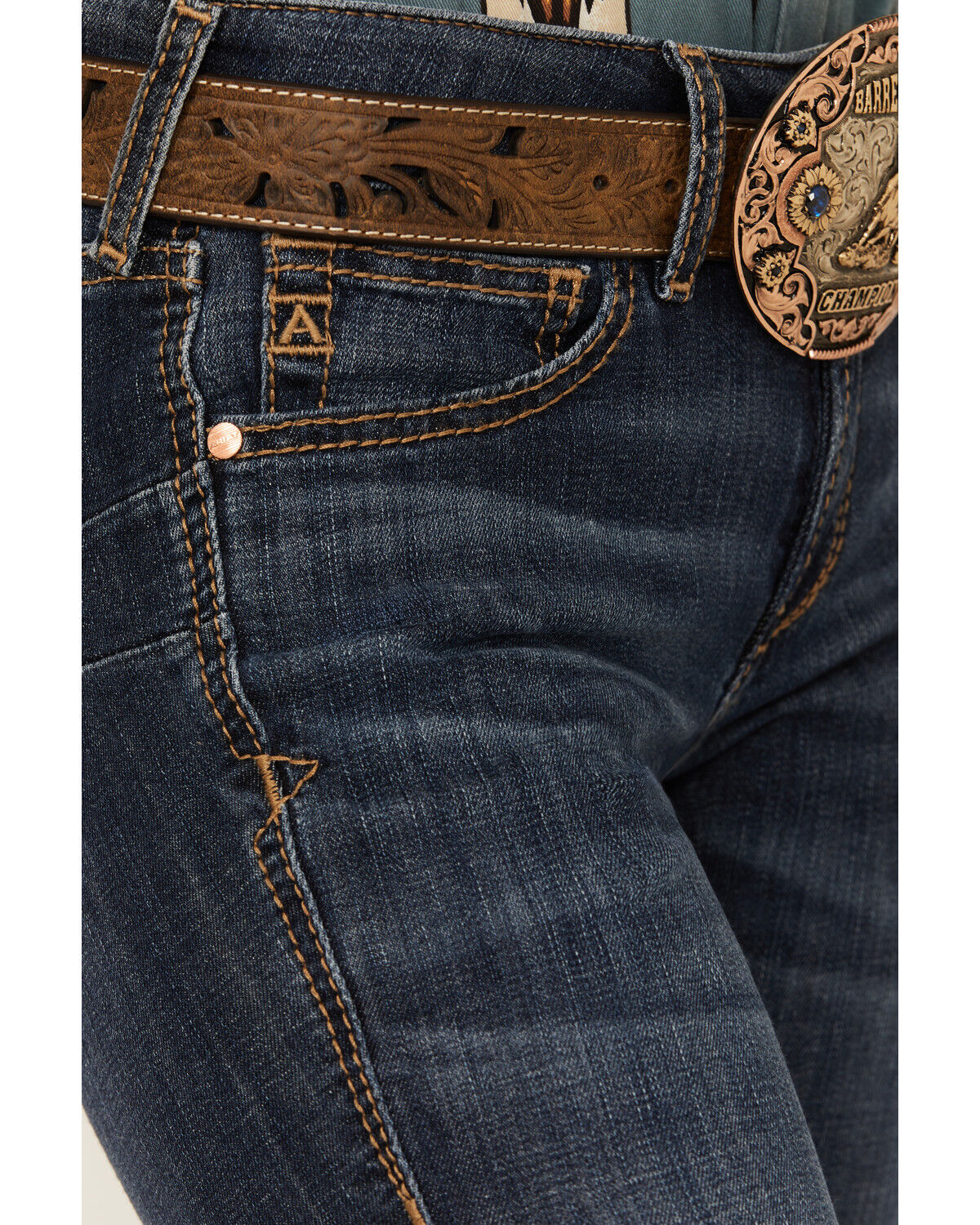 Image #4 - Ariat Women's Kallie Dark Wash Perfect Rise Flare Stretch Denim Jeans, Dark Wash, hi-res
