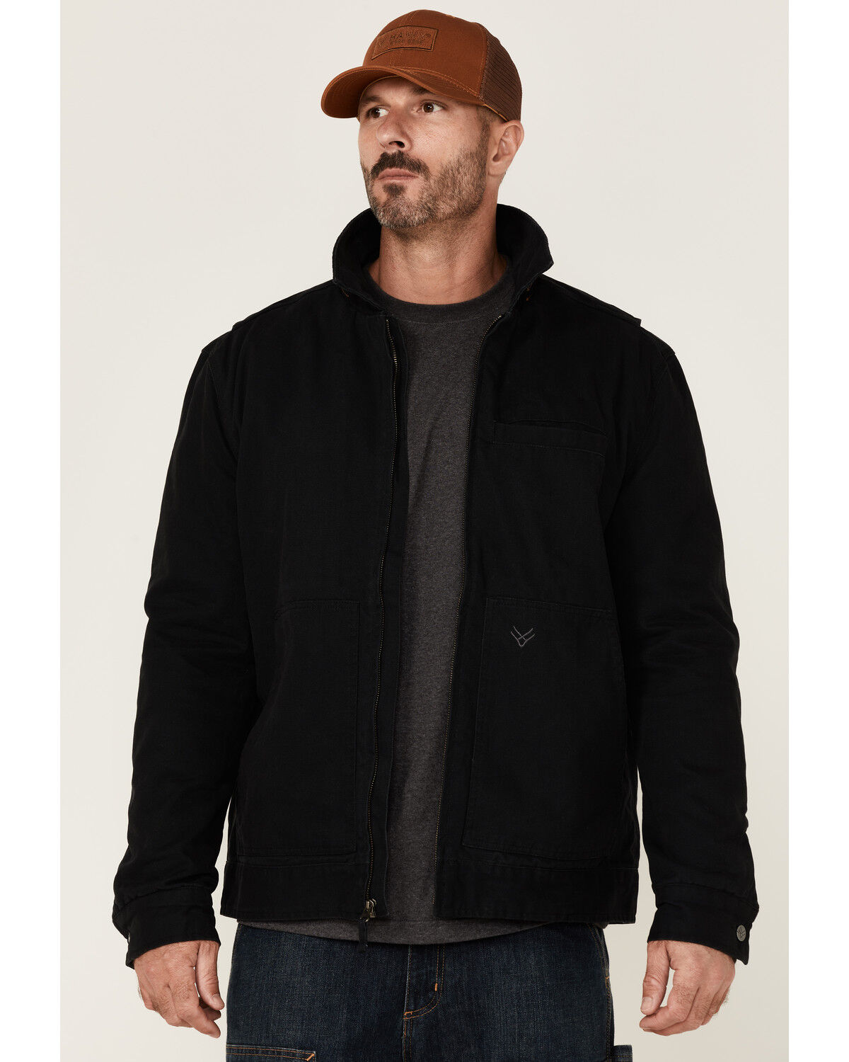 Image #2 - Hawx Men's Black Crawford Weathered Insulated Zip-Front Work Jacket, Black, hi-res