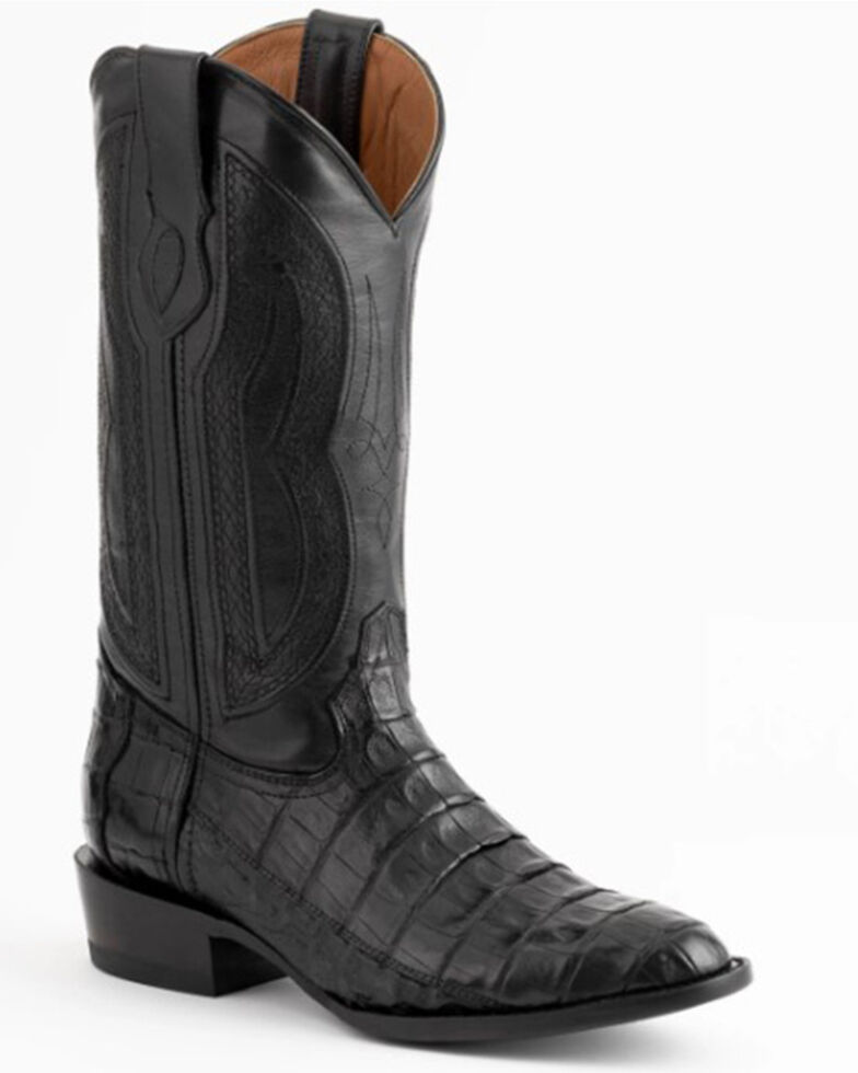 Ferrini Men's Dakota Belly Caiman Western Boots - Round Toe, Black, hi-res