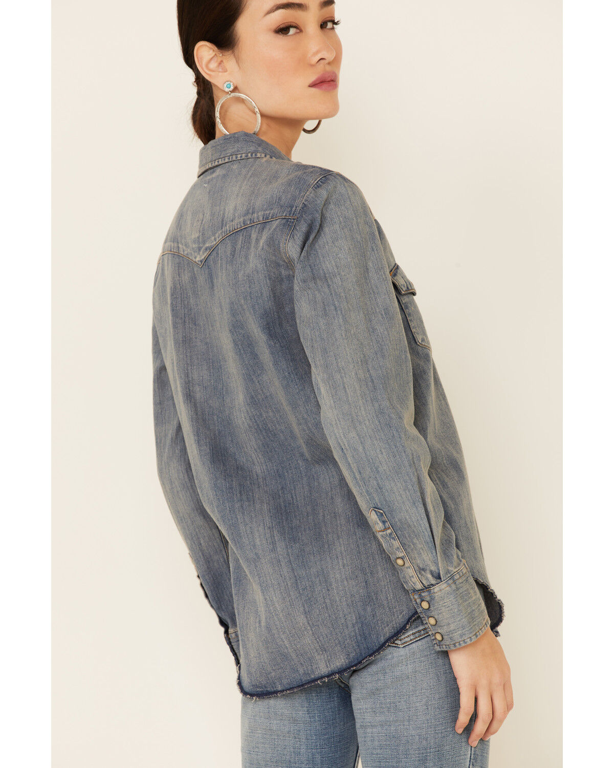 Image #5 - STS Ranchwear Women's Claira Denim Long Sleeve Pearl Snap Western Shirt, Blue, hi-res