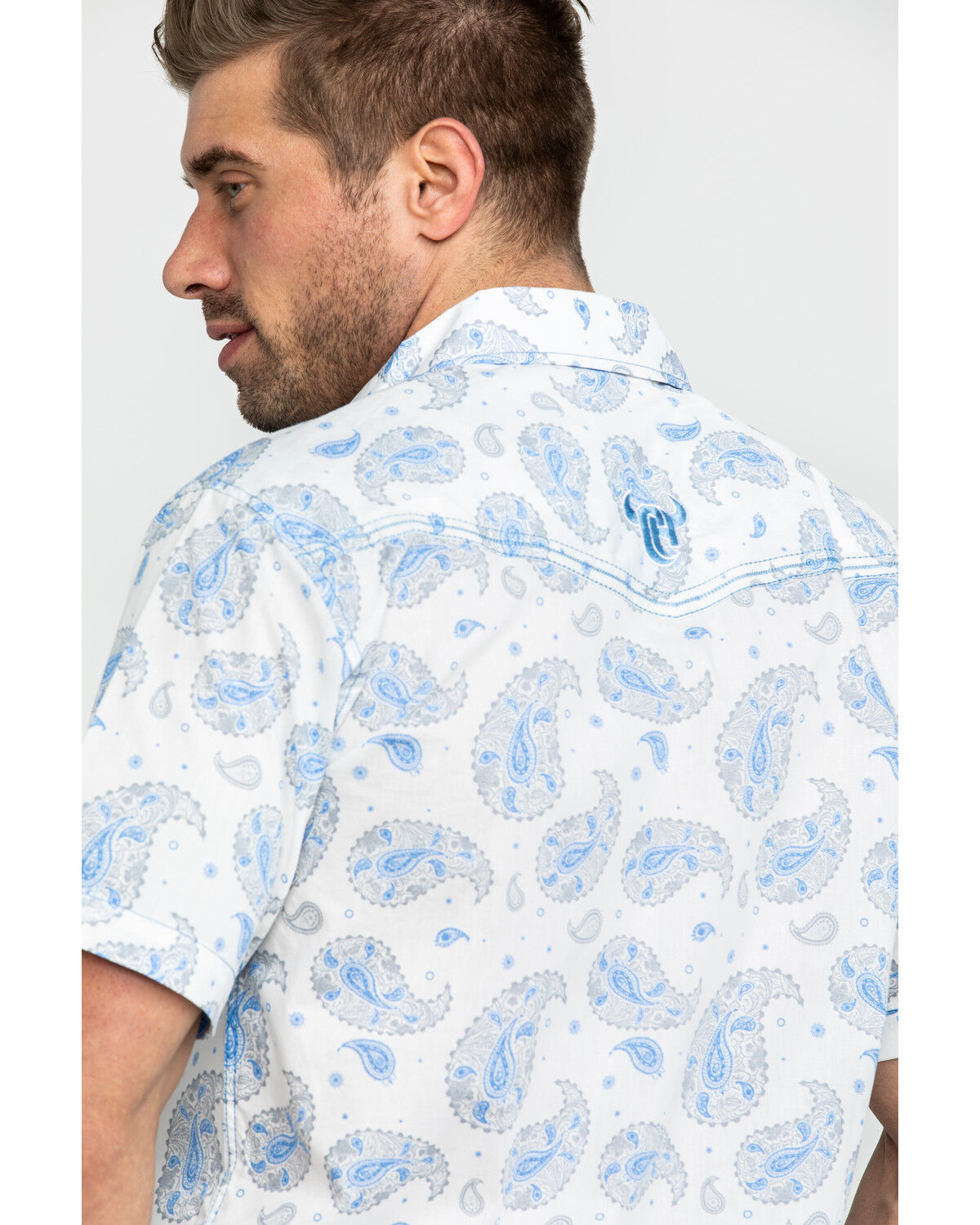 Image #5 - Cowboy Hardware Men's Double Paisley Print Short Sleeve Western Shirt, , hi-res