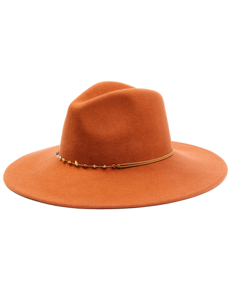 Shyanne Women's Rust Copper Beaded Rust Band Wool Felt Western Fedora Hat , Rust Copper, hi-res