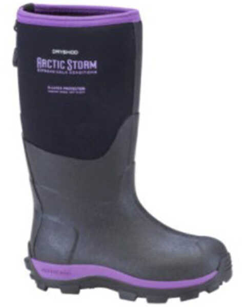 Image #1 - Dryshod Girls' Arctic Storm Rubber Boots - Soft Toe, Black/purple, hi-res
