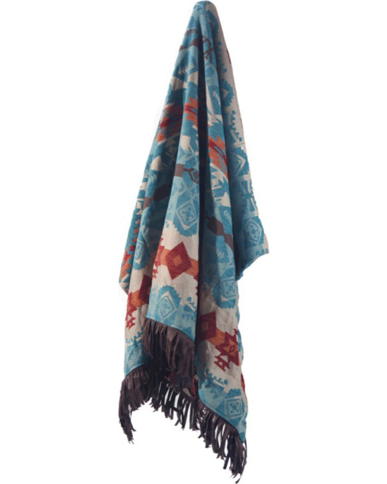 Carstens Turquoise Chamarro Throw Blanket, Turquoise, hi-res