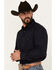 Image #3 - Rough Stock by Panhandle Men's Striped Long Sleeve Snap Western Shirt, Black, hi-res