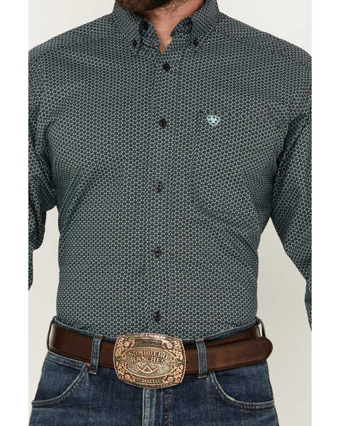 Image #3 - Ariat Men's Nate Geo Print Long Sleeve Button-Down Western Shirt - Big , Black, hi-res