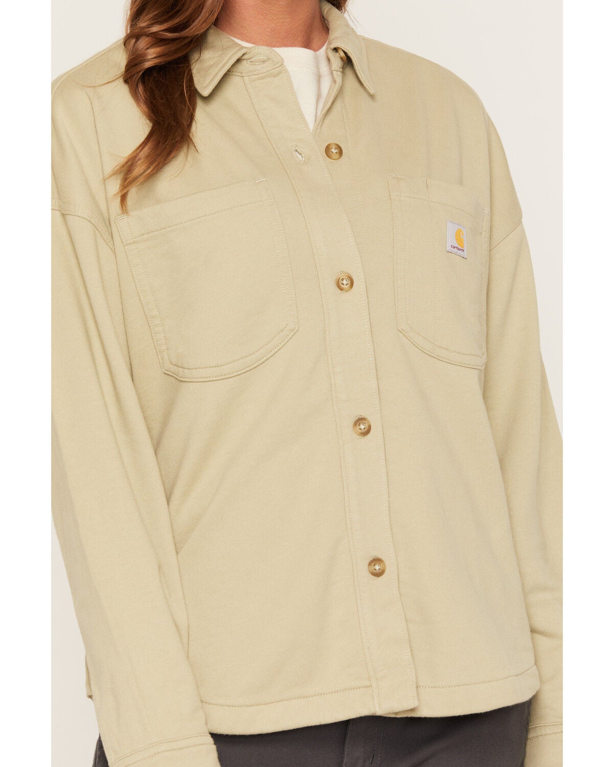 Image #3 - Carhartt Women's Durham Knit Long Sleeve Overshirt, Light Green, hi-res