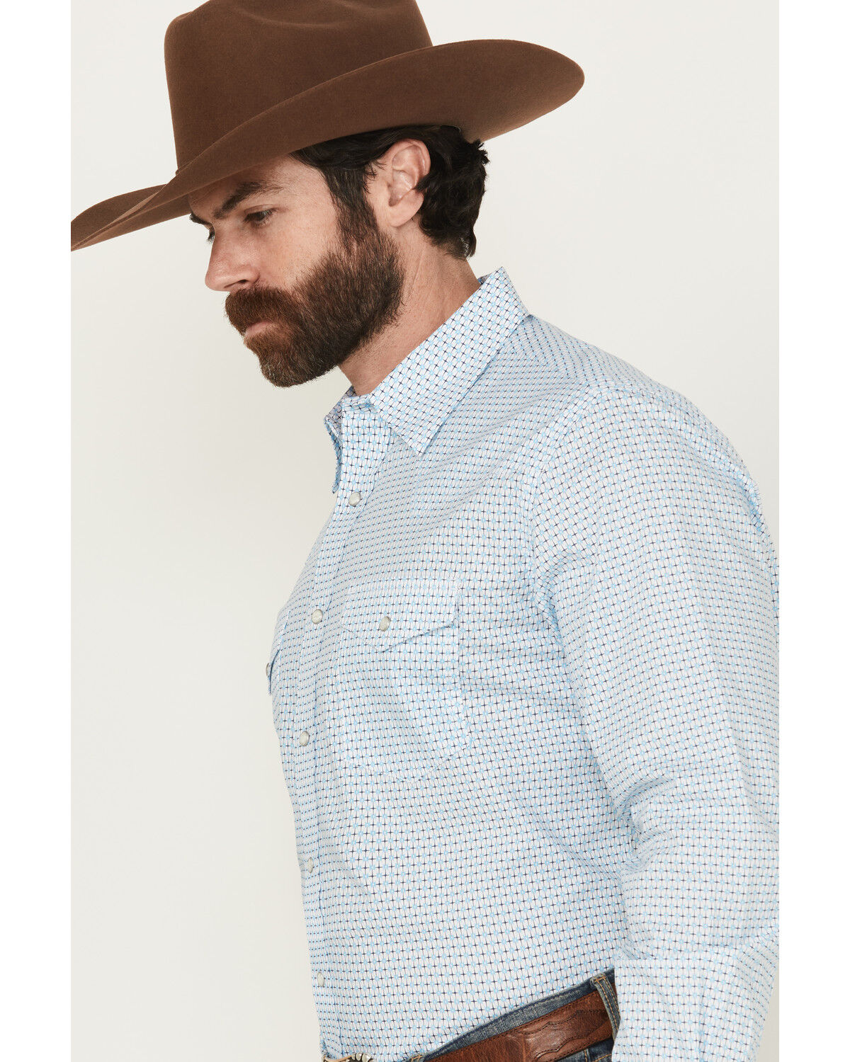 Image #2 - Wrangler Men's 20X Geo Print Long Sleeve Snap Stretch Western Shirt - Tall, White, hi-res