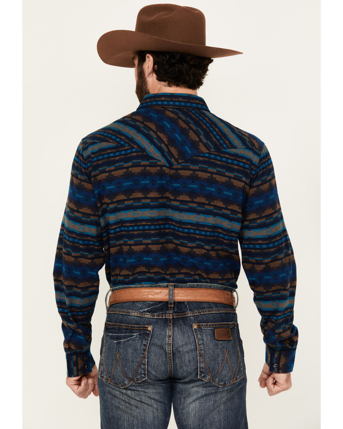 Image #4 - Cody James Men's Detroit Southwestern Print Long Sleeve Snap Flannel Shirt, Navy, hi-res