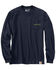 Carhartt Men's Loose Fit Heavyweight Long-Sleeve Pocket Graphic T-Shirt , Navy, hi-res