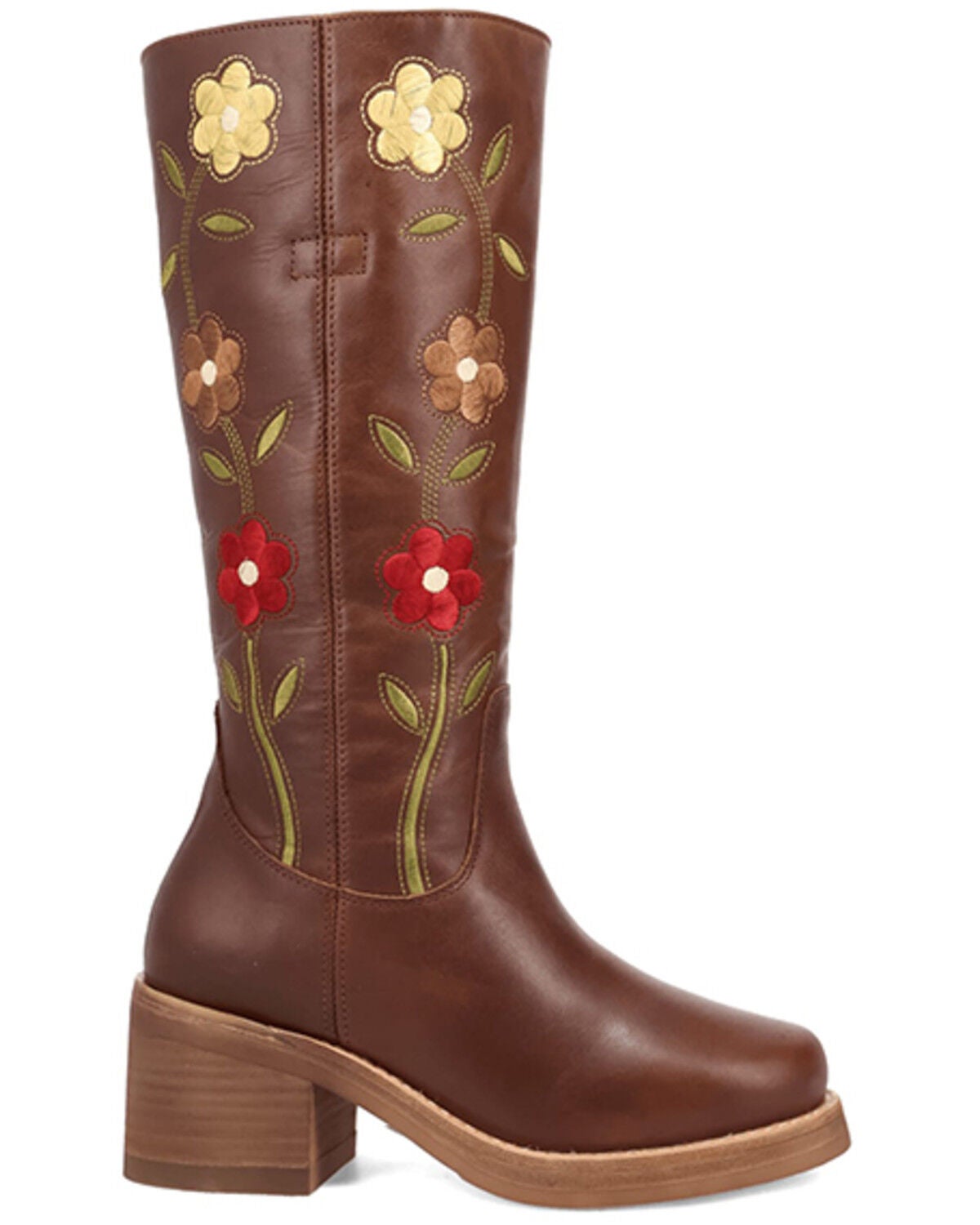 Image #2 - Dingo Women's Floral Bloom Fashion Boots - Round Toe, Brown, hi-res
