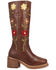 Image #2 - Dingo Women's Floral Bloom Fashion Boots - Round Toe, Brown, hi-res