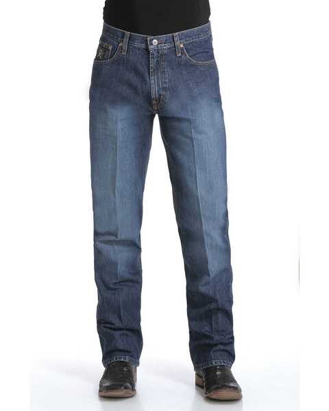 Image #1 - Cinch Men's Black Label Dark Wash Loose Fit Tapered Denim Jeans , Dark Blue, hi-res