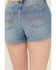 Image #4 - Idyllwind Women's Medium Wash Gypsy High Rise Faux Suede Embellished Comfort Stretch Denim Shorts, Medium Wash, hi-res