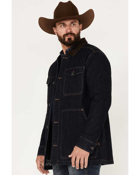 Image #2 - Blue Ranchwear Men's Rancher Flannel Lined Denim Jacket, Dark Blue, hi-res