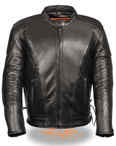 Milwaukee Leather Men's Side Lace Vented Scooter Jacket, Black, hi-res