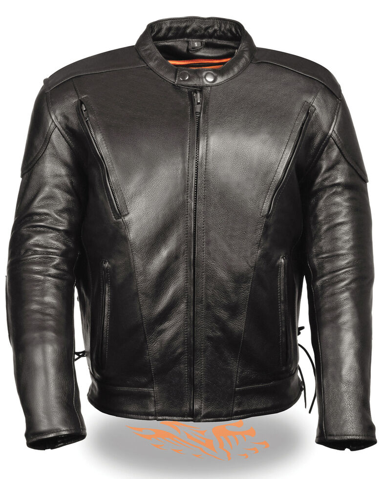 Milwaukee Leather Men's Side Lace Vented Scooter Jacket, Black, hi-res