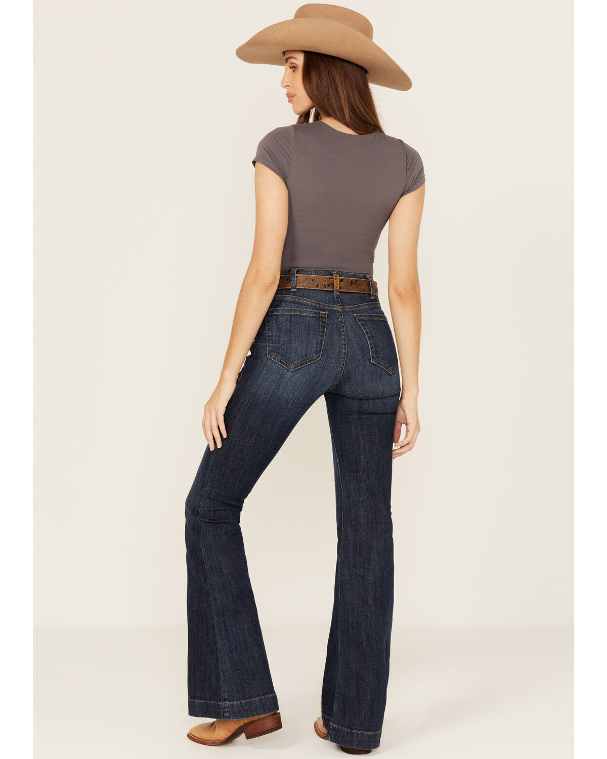 Image #3 - Ariat Women's Alex Dark Wash High Rise Flare Stretch Denim Jeans, Dark Wash, hi-res