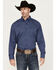 Image #1 - George Strait by Wrangler Men's Geo Print Long Sleeve Button-Down Western Shirt, Dark Blue, hi-res