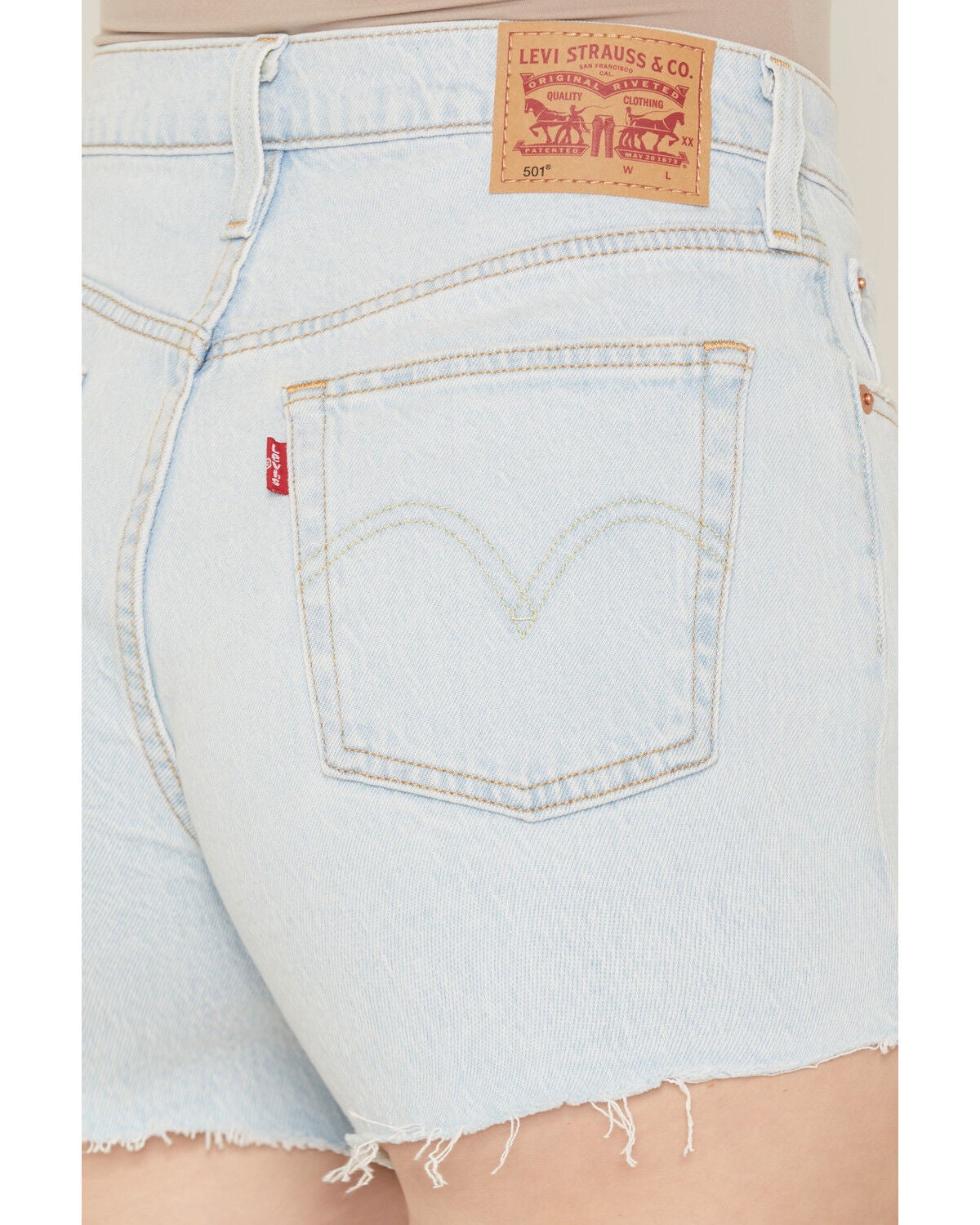 Image #4 - Levi's Women's 501&reg; Original Blank Spot Light Wash Stretch Denim Shorts, Light Wash, hi-res