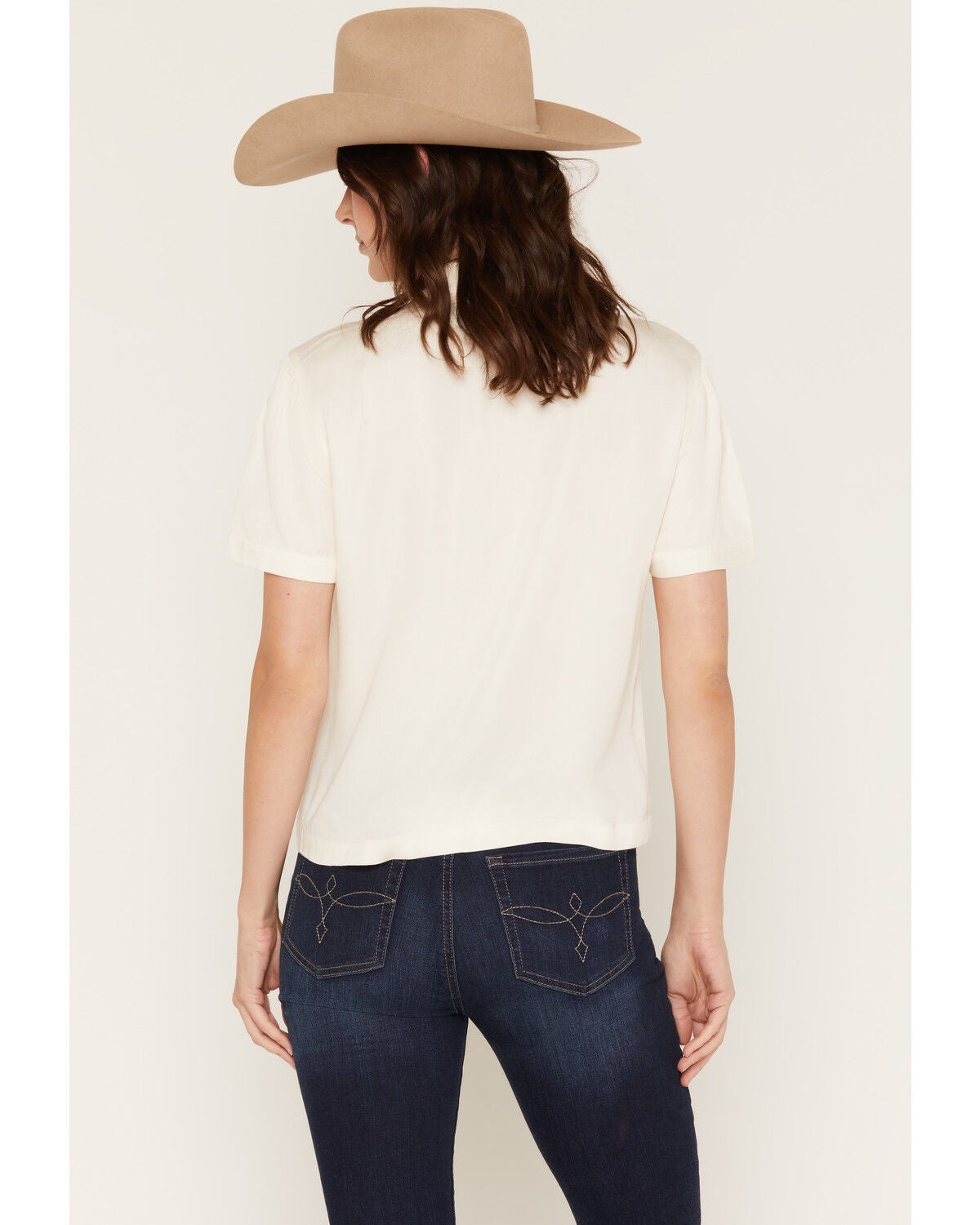Image #4 - Sendero Provisions Women's Prairie Rose Embroidered Short Sleeve Button-Down Blouse, White, hi-res