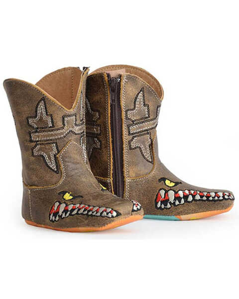 Image #1 - Tin Haul Infant Boys' Swamp Chomp Western Boots - Broad Square Toe, Brown, hi-res