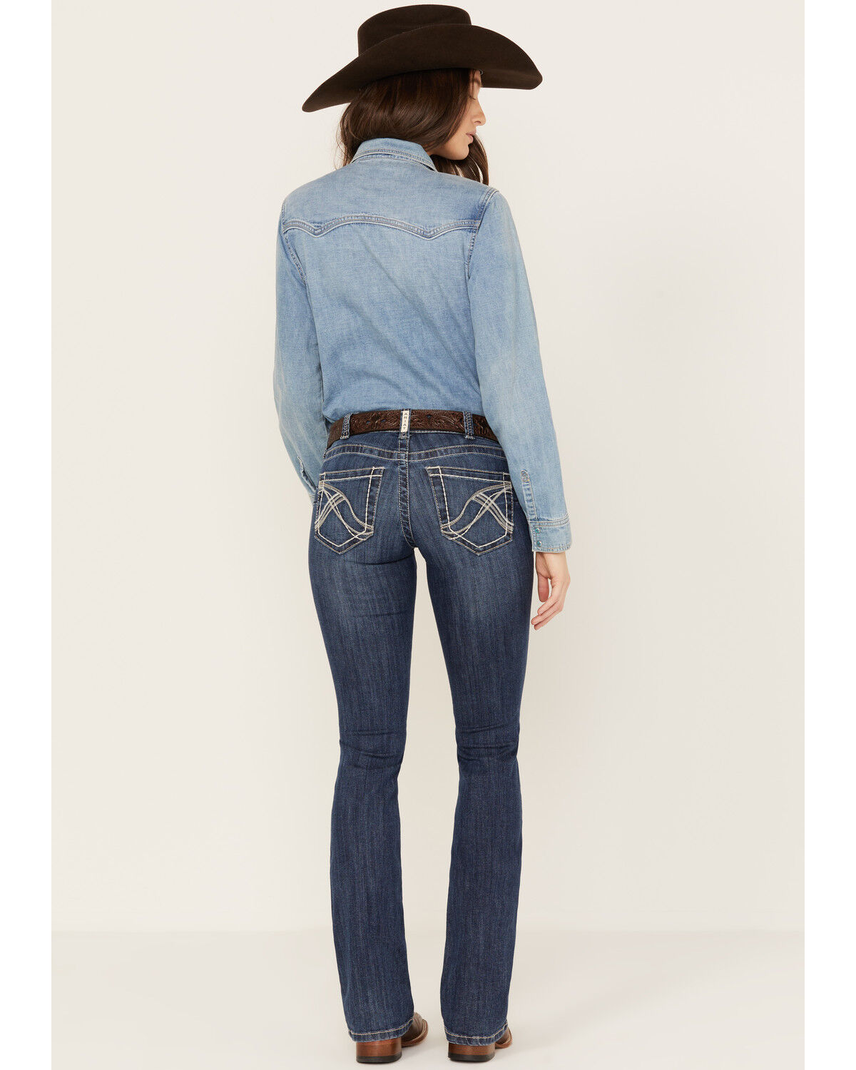 Image #3 - Ariat Women's Mid Rise Miriam Bootcut Irvine Denim Jeans, Dark Wash, hi-res