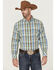 Image #1 - Resistol Men's Hampton Plaid Print Long Sleeve Button Down Western Shirt, Light Green, hi-res