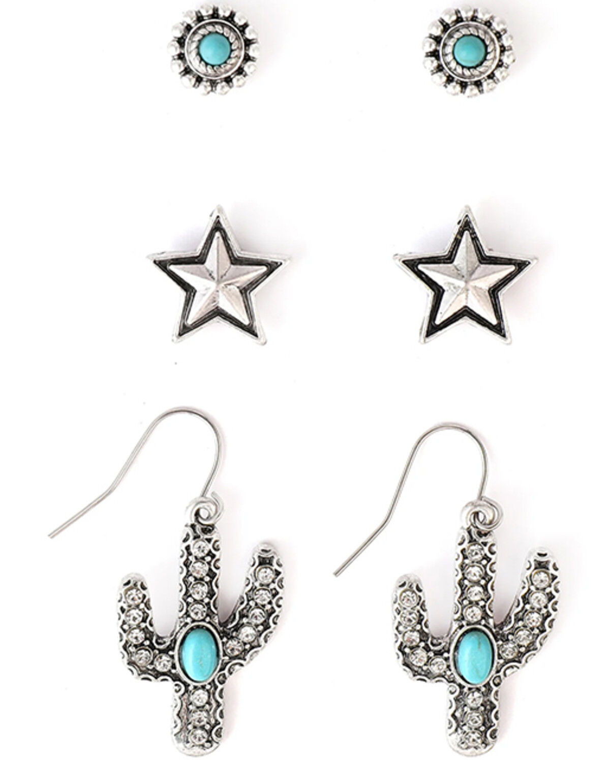 Image #1 - Cowgirl Confetti Women's Beauty Blooms Earring Set - 3 Piece, Turquoise, hi-res