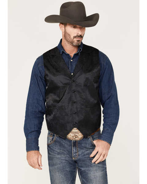 Image #1 - Cody James Men's Regal Paisley Print Vest, Black, hi-res