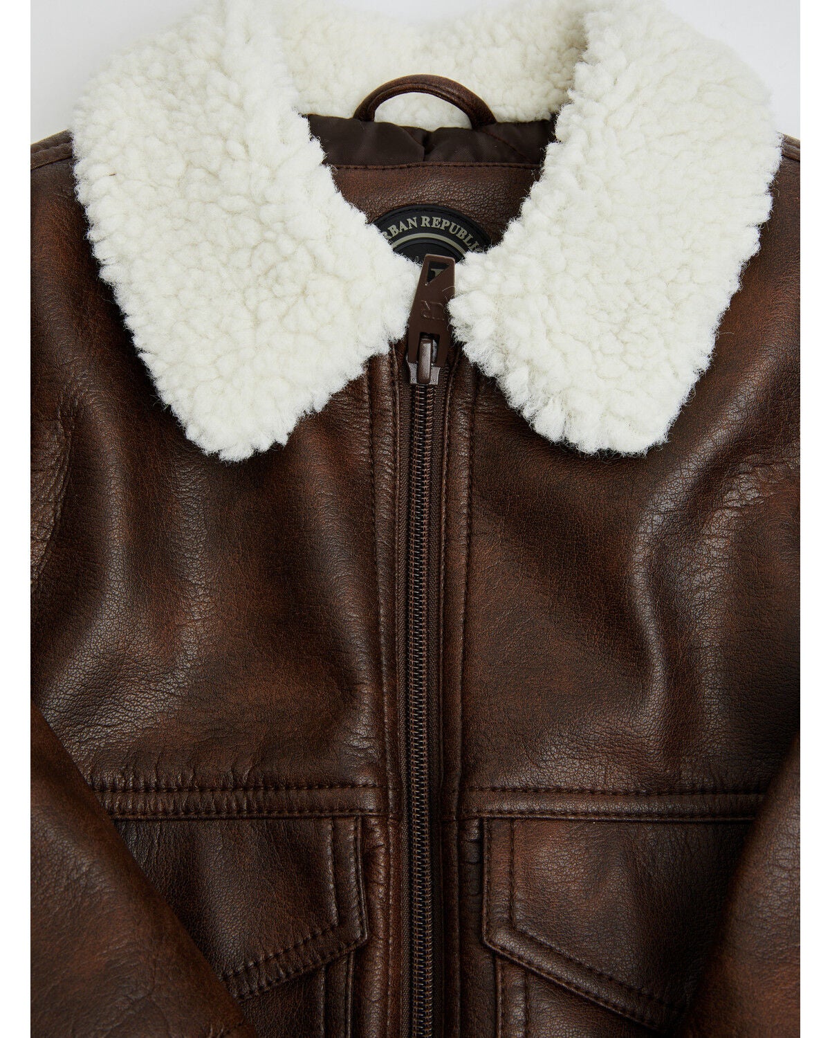 Image #2 - Urban Republic Toddler Boys' Faux Leather Aviator Jacket, Dark Brown, hi-res