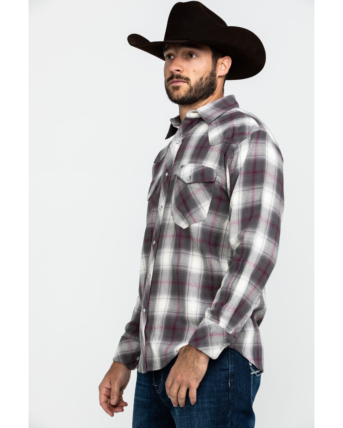 Image #3 - Resistol Men's Brazos Ombre Large Plaid Long Sleeve Western Shirt, Lt Brown, hi-res