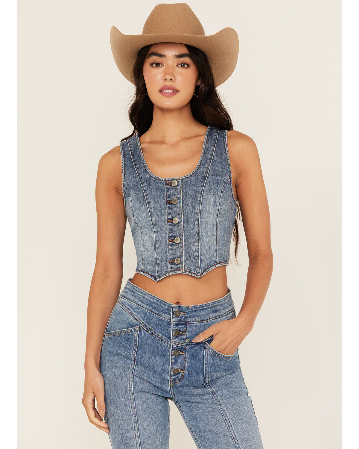 Image #1 - Idyllwind Women's Ivywood Medium Wash Stretch Denim Vest, Medium Wash, hi-res