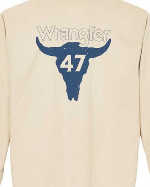 Image #1 - Wrangler Men's FR 47 Longhorn Skull Long Sleeve Graphic T-Shirt, Sand, hi-res