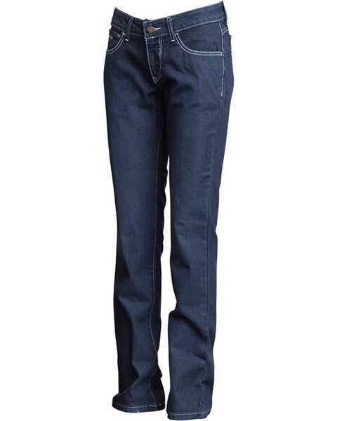 Image #2 - Lapco Women's FR Modern Fit Jeans - Straight Leg , Dark Blue, hi-res
