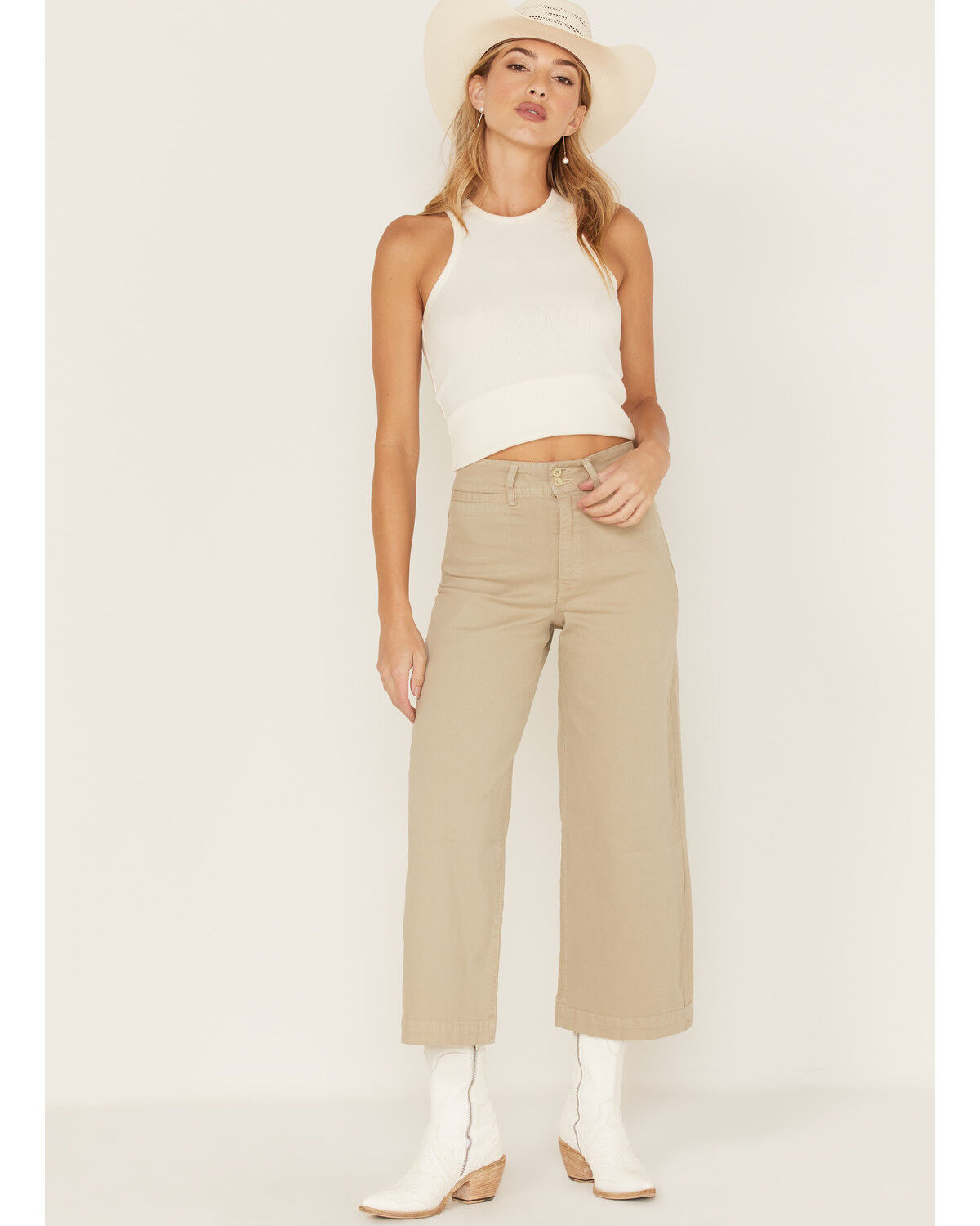 Image #1 - Unpublished Denim Women's Oyster High Rise Gemma Cropped Straight Jeans, Taupe, hi-res