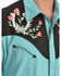 Scully Men's Rose & Horseshoe Embroidered Retro Long Sleeve Western Shirt, Turquoise, hi-res