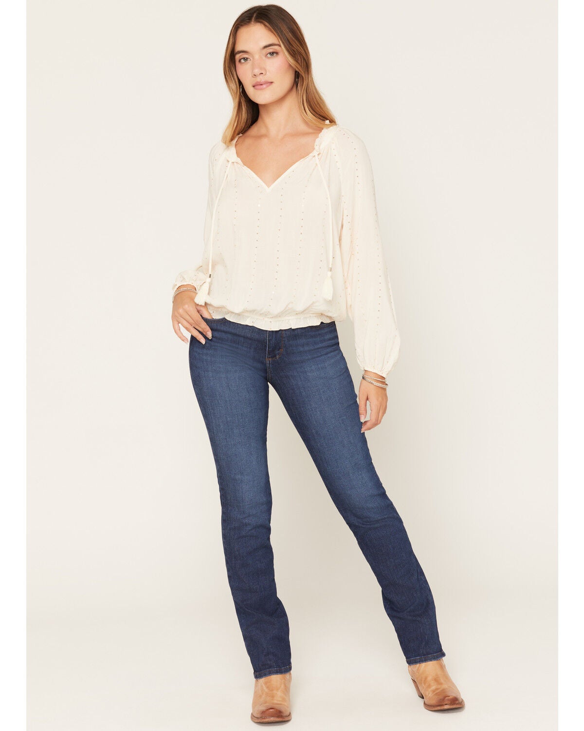 Image #1 - Wrangler Women's Halle Dark Wash High Rise Bespoke Slim Straight Stretch Denim Jeans, Dark Wash, hi-res