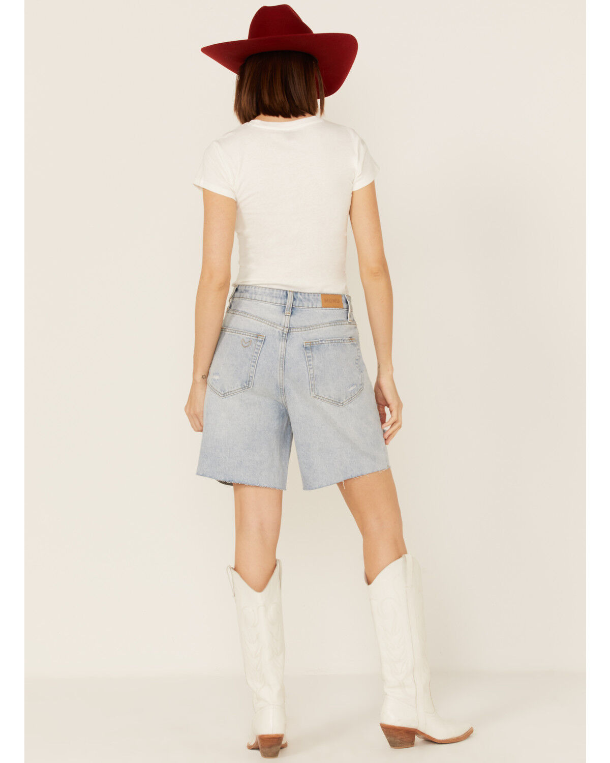 Image #3 - Show Me Your Mumu Women's Brentwood Distressed Denim Jean Shorts, Blue, hi-res